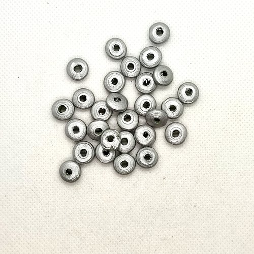 Lot de 28 perles (rondelle) en bois couleur gris - 10mm - 4