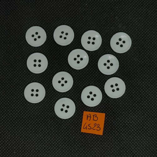 12 boutons en résine blanc - 15mm - ab4523