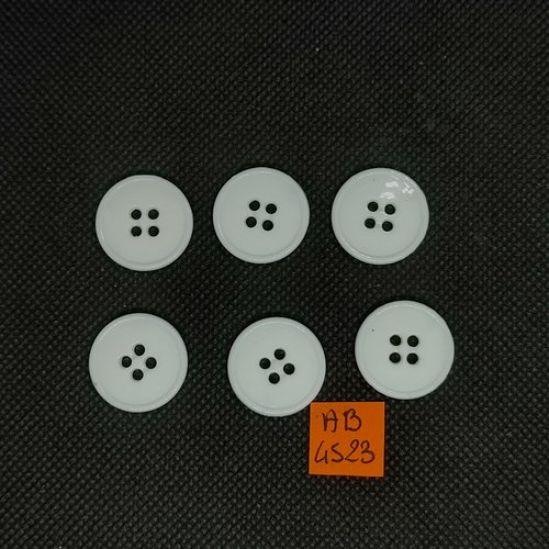 6 boutons en résine blanc - 20mm - ab4523