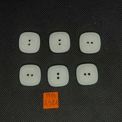 6 boutons en résine ivoire - 19x19mm - ab4521