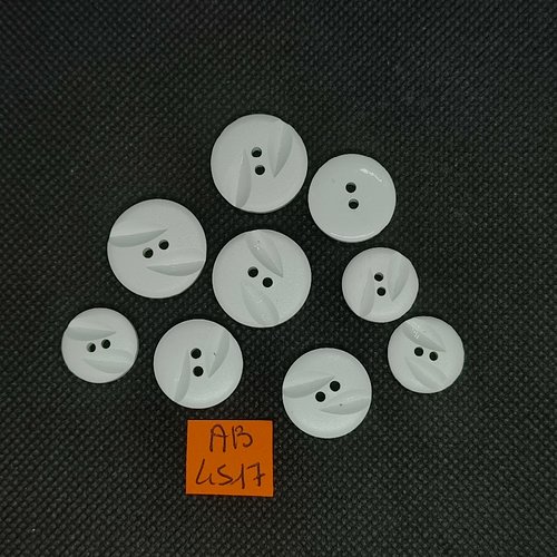9 boutons en résine blanc - 20mm - 18mm et 15mm - ab4517