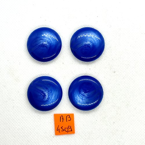 4 boutons en résine bleu - 27mm - ab4509