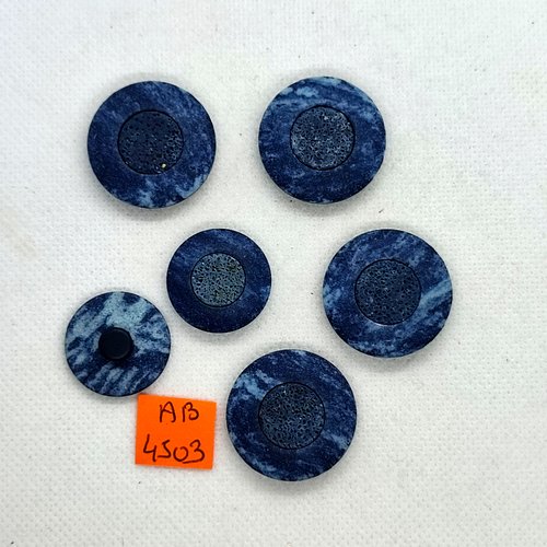 6 boutons en résine bleu - 27mm et 22mm - ab4503