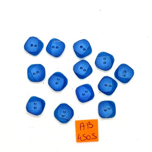 13 boutons en résine bleu - 13x13mm - ab4505