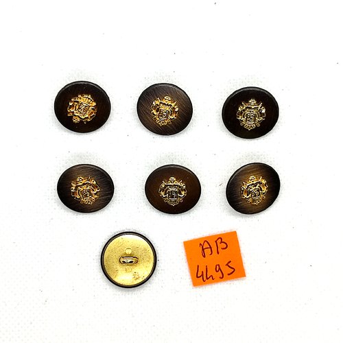 7 boutons en métal doré et bronze - 18mm - ab4495