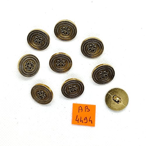 9 boutons en résine doré - 18mm - ab4494