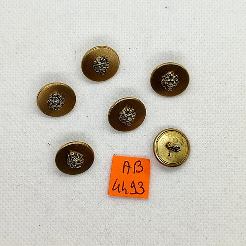 6 boutons en métal doré - 15mm - ab4493