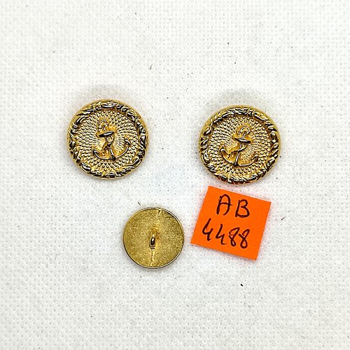 3 boutons en métal doré - une ancre - 20mm et 15mm - ab4488
