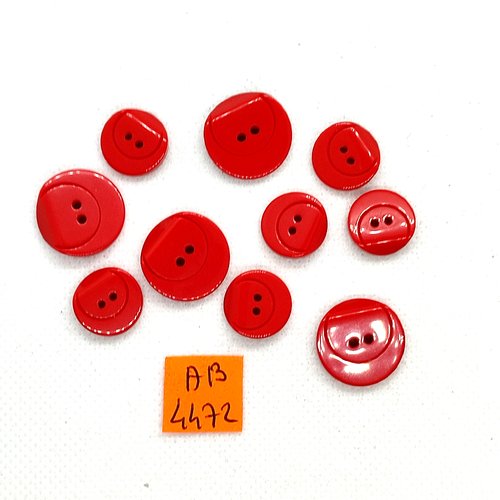 10 boutons en résine rouge - 18mm et 14mm - ab4472