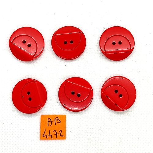 6 boutons en résine rouge - 22mm - ab4472