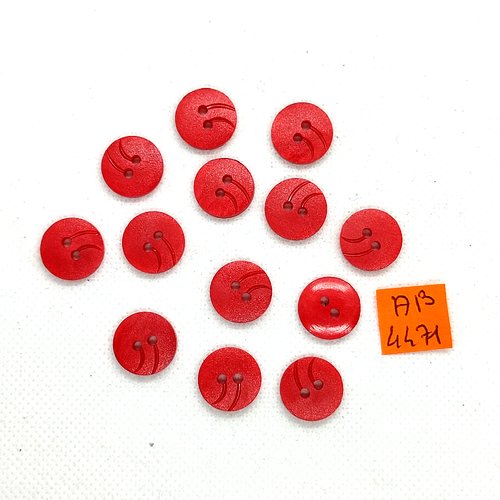 13 boutons en résine rouge - 14mm - ab4471