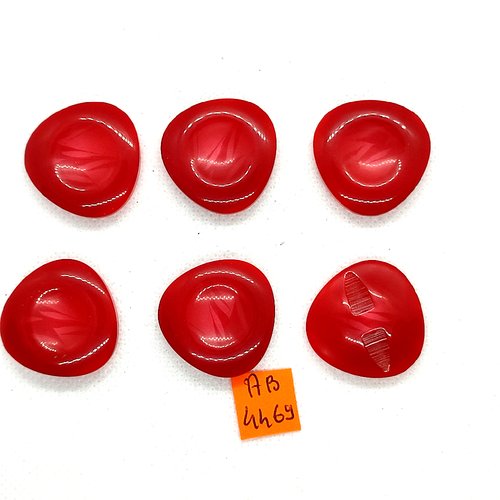 6 boutons en résine rouge - 26mm - ab4469