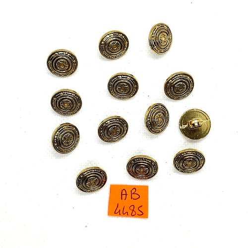 13 boutons en résine doré - 14mm - ab4485