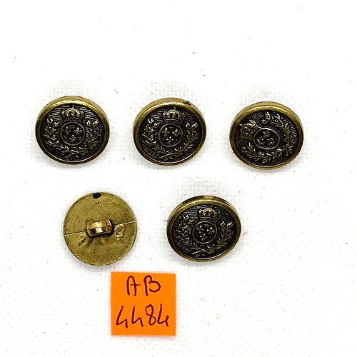 5 boutons en résine doré - 18mm - ab4484