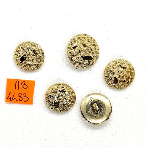5 boutons en métal doré - 20mm et 18mm - ab4483