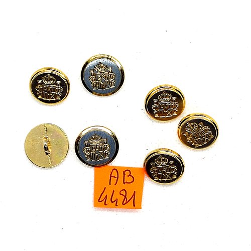 7 boutons en métal doré et argenté - 15mm et 14mm - ab4481