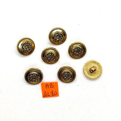 7 boutons en résine doré - 18mm - ab4480