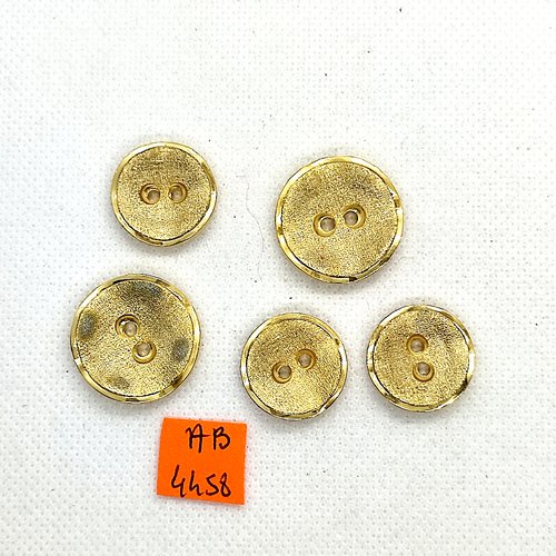 5 boutons en métal doré - 23mm et 19mm - ab4458