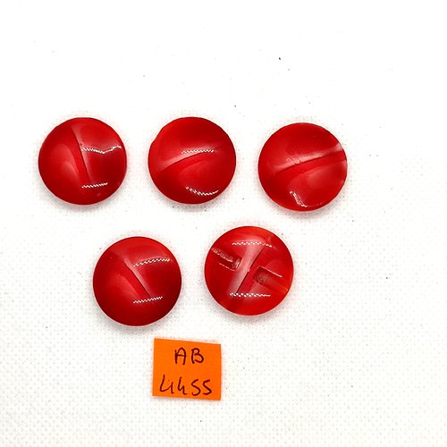 5 boutons en résine rouge - 23mm - ab4455