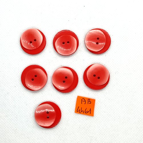 7 boutons en résine rouge - 22mm - ab4461