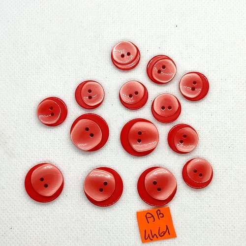 14 boutons en résine rouge - 18mm et 14mm - ab4461