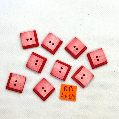 9 boutons en résine rouge - 16x16mm - ab4463
