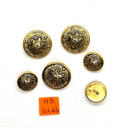 5 boutons en résine doré - 25mm et 18mm - ab4465