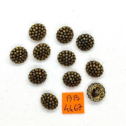 11 boutons en résine doré vieillis - 14mm - ab4467