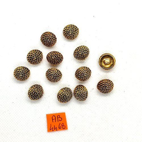 13 boutons en résine doré - 13mm - ab4468