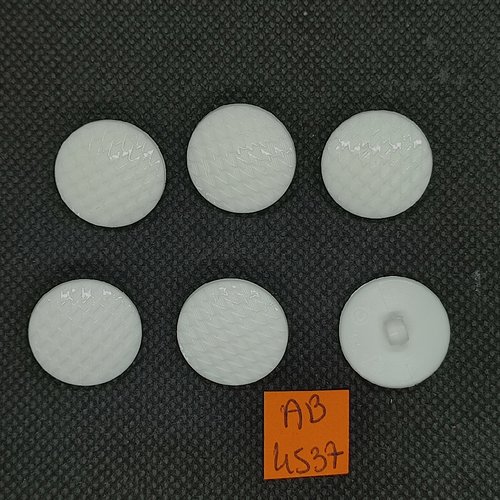 6 boutons en résine blanc - 19mm - ab4537