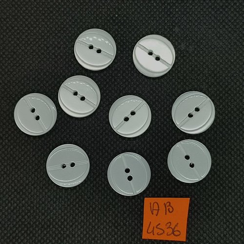 9 boutons en résine blanc - 15mm - ab4536