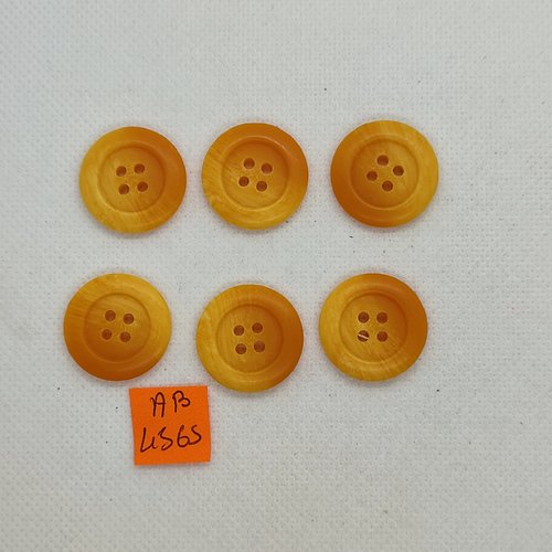 6 boutons en résine beige/orange - 22mm - ab4565