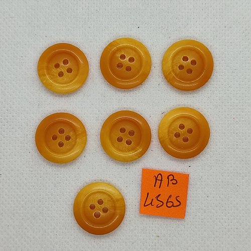 7 boutons en résine beige/orange - 18mm - ab4565