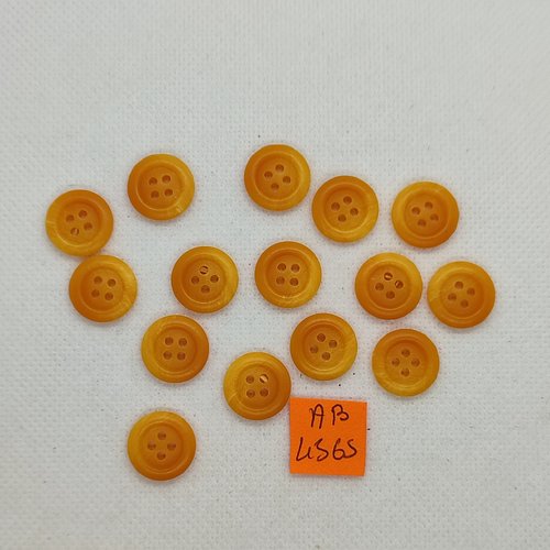 15 boutons en résine beige/orange - 14mm - ab4565