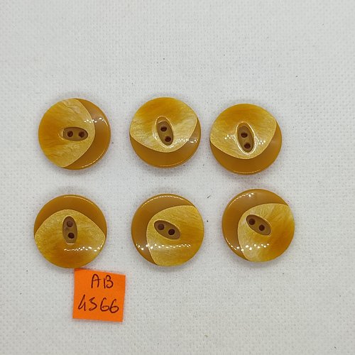 6 boutons en résine beige/ocre - 22mm - ab4566