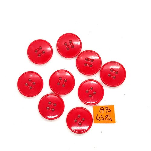9 boutons en résine rouge - 20mm - ab4524