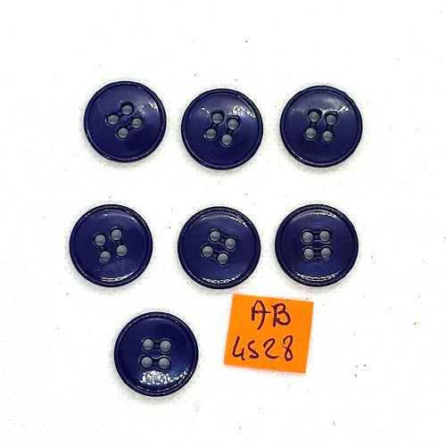 7 boutons en résine bleu nuit - 17mm - ab4528