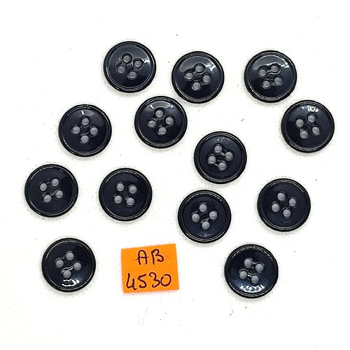 13 boutons en résine noir - 15mm - ab4530