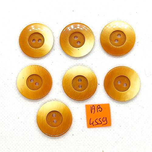 7 boutons en résine ocre et beige - 22mm - ab4559