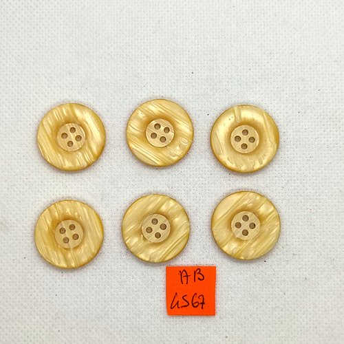 6 boutons en résine beige - 22mm - ab4567