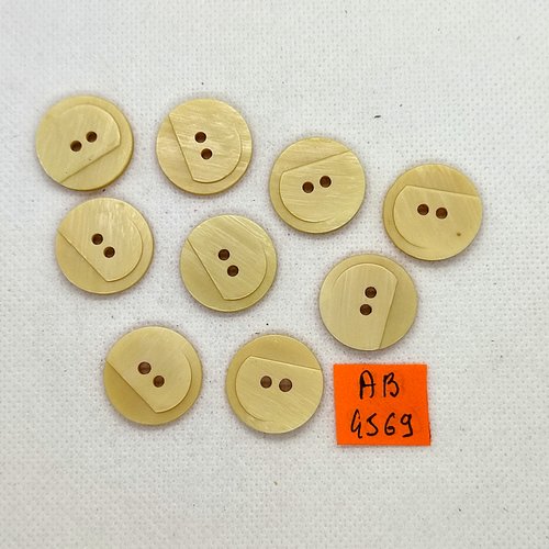 9 boutons en résine beige - 20mm - ab4569
