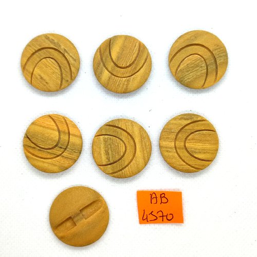 7 boutons en résine marron/beige - 27mm - ab4570