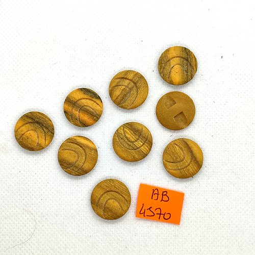 9 boutons en résine marron/beige - 18mm - ab4570