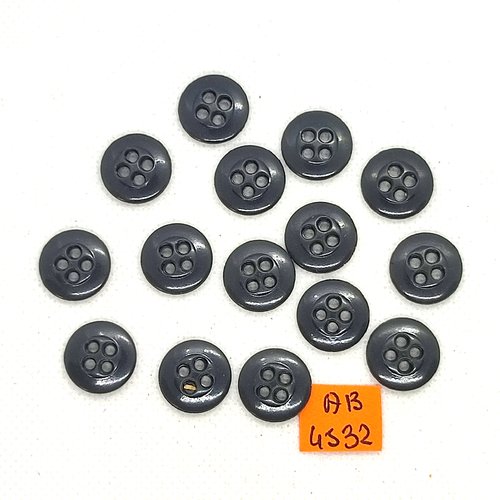 15 boutons en résine gris foncé - 14mm - ab4532