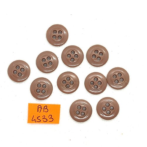 11 boutons en résine marron - 17mm - ab4533