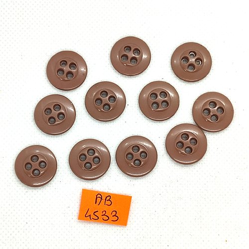 11 boutons en résine marron - 14mm - ab4533