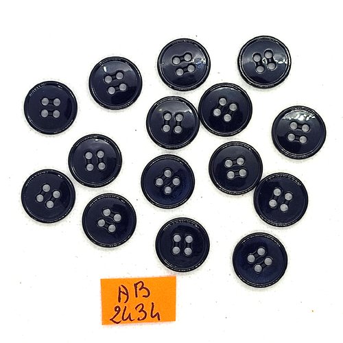 15 boutons en résine bleu très foncé - 15mm - ab4534