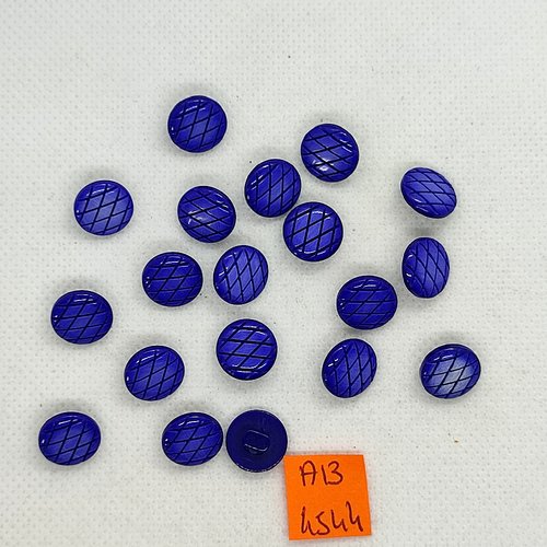 19 boutons en résine bleu - 11mm - ab4544