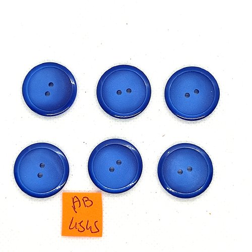 6 boutons en résine bleu - 21mm - ab4545