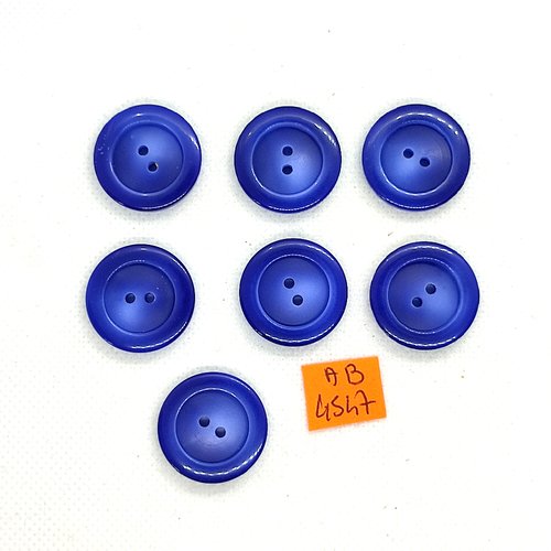 7 boutons en résine bleu - 23mm - ab4547